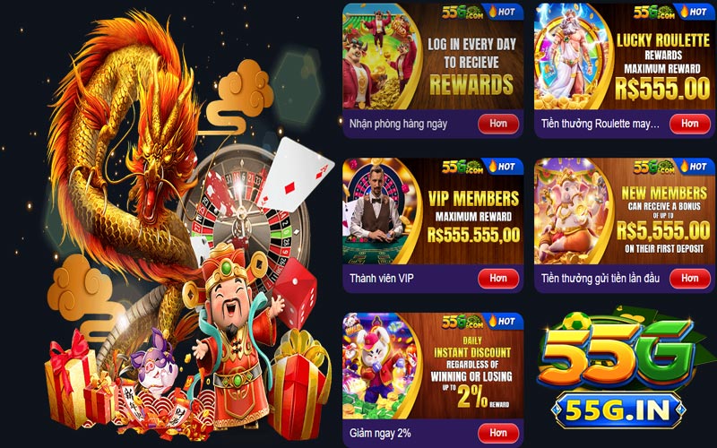 O tesouro de jogos de slot gigantesco de 55G